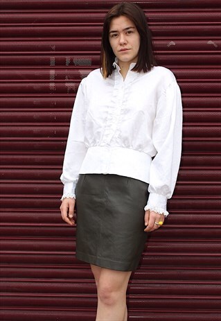 MINI DARK GREEN LEATHER SKIRT