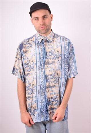 MENS VINTAGE CRAZY PRINT SHIRT LARGE MULTI 90S