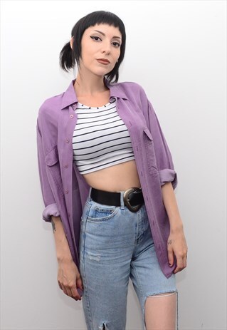 VINTAGE 90'S GENUINE SILK LAVENDER OVERSIZED SHIRT