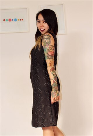 60S BLACK AND SILVER SHIFT DRESS