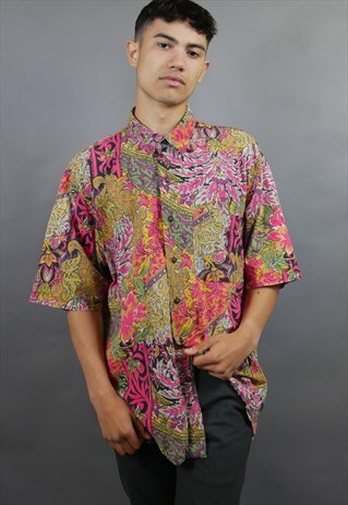 PINK PURPLE KAPPA SHORT SLEEVED PATTERNED SHIRT