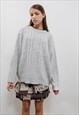 VINTAGE 80S NORDIC GREY CABLE KNOT OVERSIZED JUMPER UNISEX L