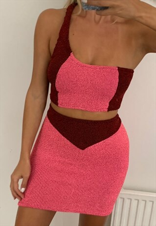 TWO TONE MULTI WAY TOP & SKIRT CO-ORD IN CRINKLE