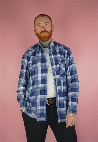 VINTAGE 1990S BLUE CHECK FLANNEL SHIRT