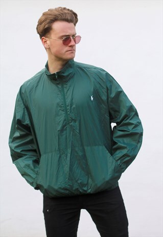 RALPH LAUREN 1/4 ZIP HUNTER GREEN TRACK JACKET