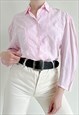VINTAGE 80S PUFFER SLEEVE PASTEL PINK BUTTON UP BLOUSE M