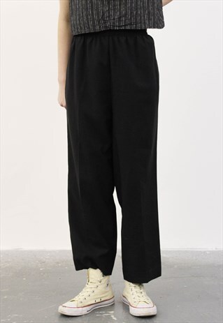 VINTAGE 1980S BLACK HIGH-WAISTED TROUSER