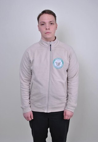 90S SHEEP PRINT ZIPPER SWEATSHIRT
