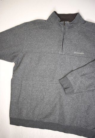 VINTAGE 90S COLUMBIA GREY MARLE 3/4 ZIP SWEATSHIRT