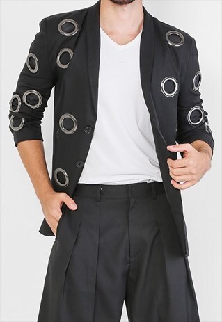 EYELET DETAIL SUIT JACKET