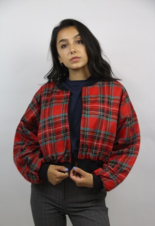 VINTAGE TARTAN 90'S CROPPED JACKET