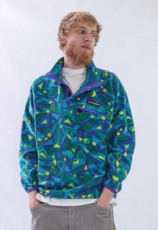 VINTAGE MENS BERGHAUS POLARTEC HALF ZIP AZTEC FLEECE JACKET