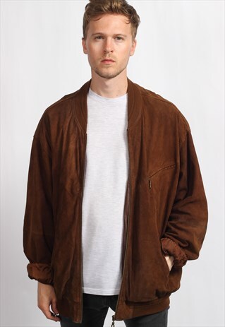 VINTAGE SUEDE OVERSIZED BOMBER JACKET