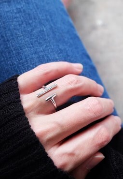 Parallel Bar Ring Women Sterling Silver Ring
