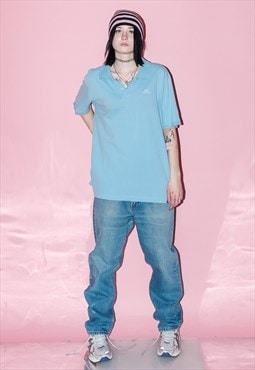 90's Vintage oversized classy polo t-shirt in baby blue