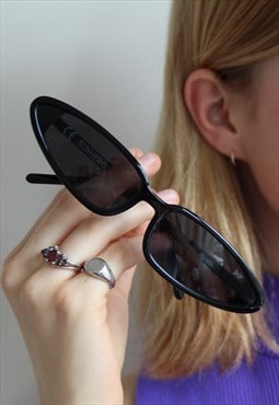 Polarized Oversized Sunglasses in Black with Smoke lenses
