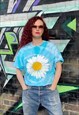 YOLOTUS TIE DYE DAISY PRINT GRAPHIC T-SHIRT IN TURQUOISE