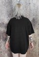 ALIEN PRINT TEE UFO GRAFFITI T-SHIRT X-FILES TOP IN BLACK