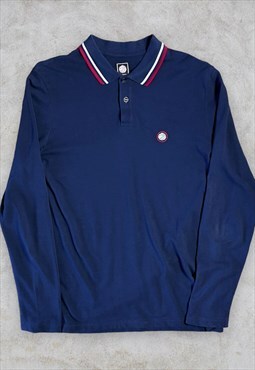 Blue Pretty Green Polo Shirt Long Sleeved Small