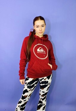 Vintage 90s Quicksilver Red Graphic Hoodie