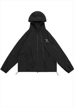 Windbreaker jacket zippers bomber in black