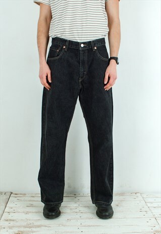 569 W33 L30 Loose Straight Jeans Denim Pants Trousers Zipper