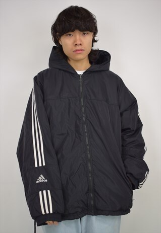 VINTAGE 90S ADIDAS BLACK HOOD JACKET