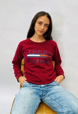 Vintage Size S Tommy Hilfiger Sweatshirt In Red