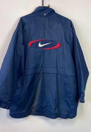 VINTAGE 90S BLUE NIKE LONG PADDED JACKET XL