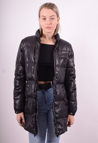 CHAMPION WOMENS VINTAGE PADDED JACKET MEDIUM BLACK 90'S