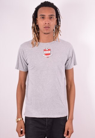 ADIDAS MENS VINTAGE T-SHIRT TOP MEDIUM GREY 90S