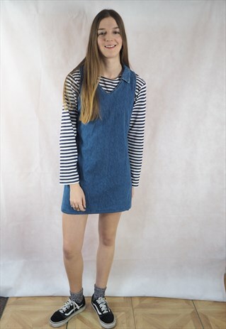 VINTAGE DENIM COLLAR MINI DRESS