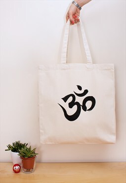 Om Ohm Aum Tote - Cotton Canvas Shopper Bag Sanskrit Yoga