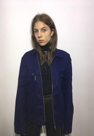 VINTAGE 90' OLDSCHOOL UNIQUE BLUE CASUAL JACKET