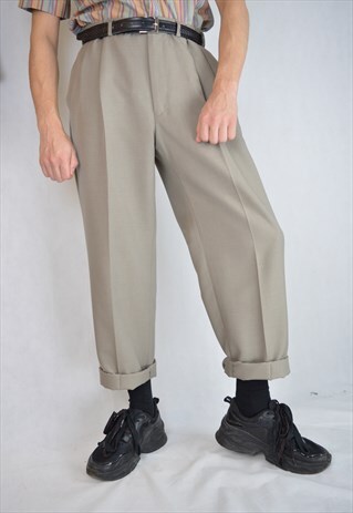 VINTAGE CREAM COLOUR CLASSIC SUIT STRAIGHT TROUSERS
