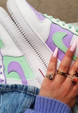 NIKE Green Lilac Custom Air Force 1 (Smaller sizes)