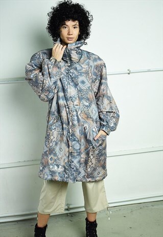 VINTAGE 80S AZTEC GRAPHIC PRINT PUFFER PADDED JACKET PARKA