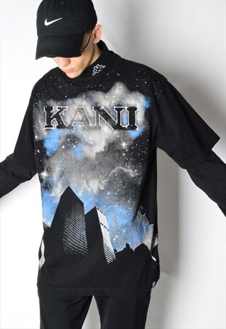 VINTAGE 90S BLACK SKYLINE KANI T-SHIRT