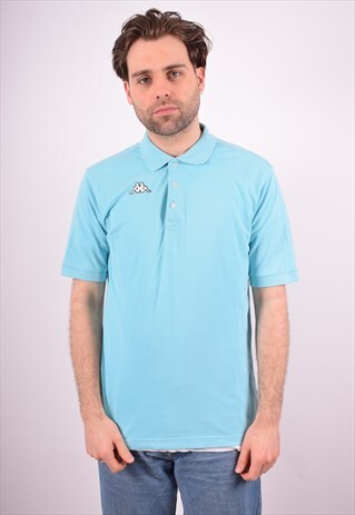 KAPPA MENS VINTAGE POLO SHIRT LARGE BLUE 90S
