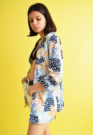 70'S RETRO FESTIVAL ABSTRACT CUSTOMIZED KIMONO JACKET TOP