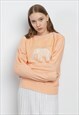 VINTAGE KNITWEAR JUMPER WITH ELEPHANT EMBROIDERY IN PEACH