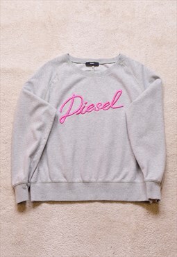 Women's Diesel Grey Pink Embroidered Sweater
