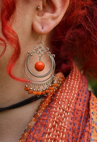 SALE FESTIVAL ORANGE MORANO GLASS EARRINGS