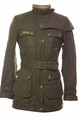 VINTAGE BELSTAFF GOLD LABEL OLIVE GREEN QUILTED WAX JACKET -