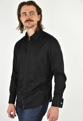 VINTAGE 90'S DKNY BLACK BUTTONDOWN SHIRT SIZE LG