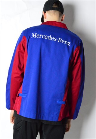 VINTAGE 90S BLUE BURGUNDY COLOUR BLOCK MERCEDES BENZ JACKET