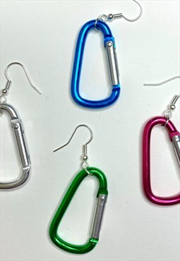 funky handmade mini carabiner climbing clip unisex earrings