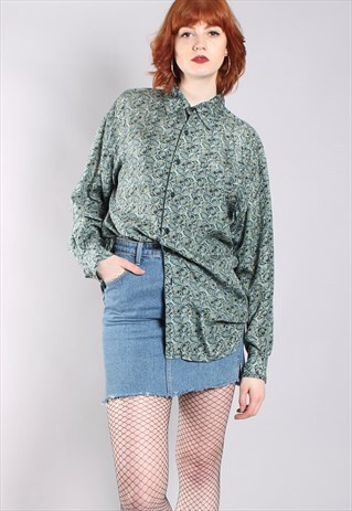 VINTAGE 90S SILK PATTERNED OVERSIZE SHIRT