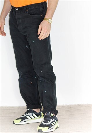 VINTAGE 90'S 501 LEVI'S BLACK PAINTER'S JEAN'S