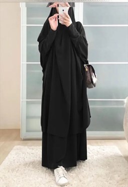 Modest Jilbab 2 Piece Co Ord Set (Black)